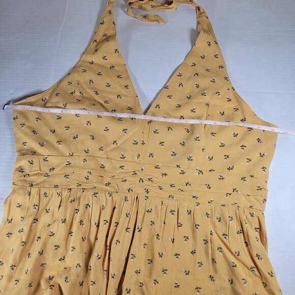 American Eagle Outfitters Women Backless Yellow Ditzy Floral Halter Size XL - Picture 5 of 12